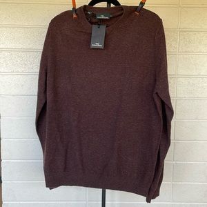 Rodd & Gunn merino/cashmere men’s Hilltop crew sweater in chocolate, size L, NWT